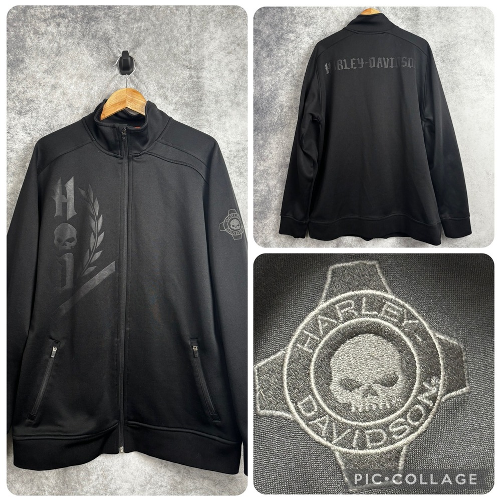 Harley-Davidson Men's Performance Mid-Layer Full Zip Track Jacket Willie G Skull